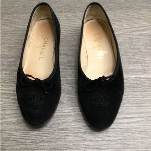Chanel Black Suede Ballet Flats 36.5/6.5